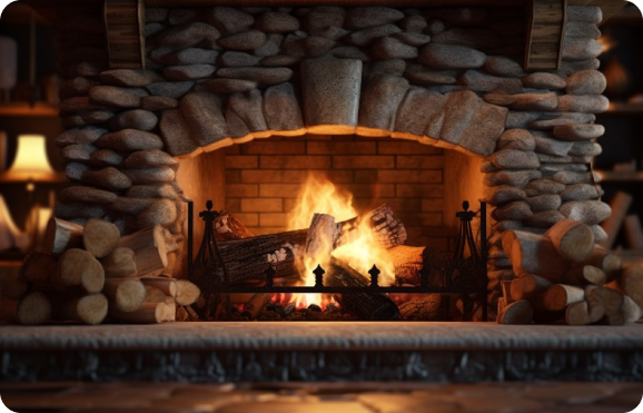 Wood-Burning-Fireplace-w-Mantel