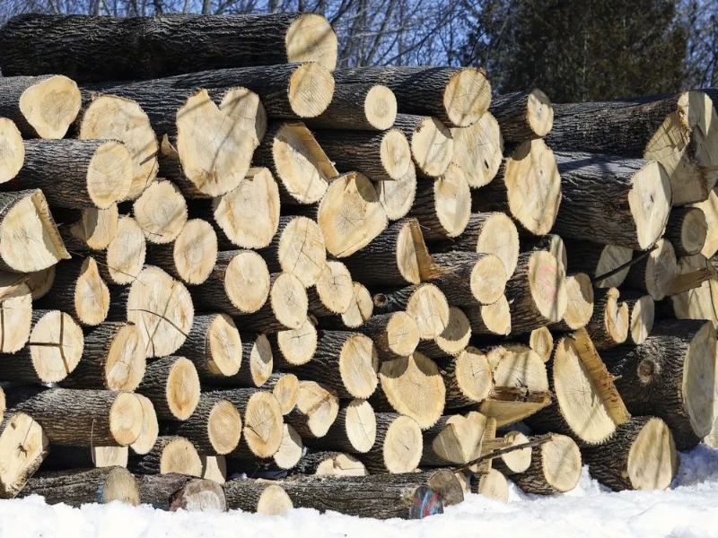 Stacks of Ash Firewood logs.