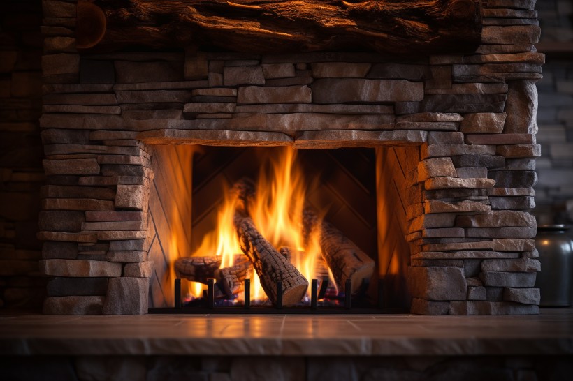 Art studio featuring a comforting brick fireplace