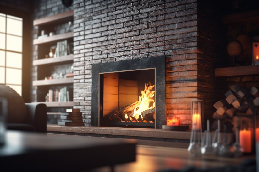 Modern brick fireplace enhancing a contemporary home