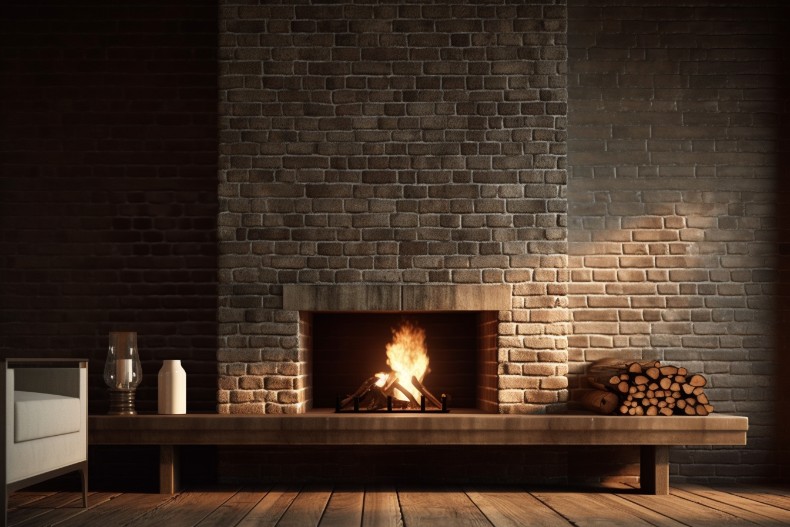 Victorian home interior showcasing a classic brick fireplace
