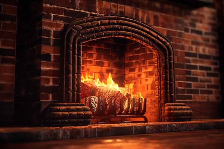 Vintage brick fireplace exhibiting the charm of a bygone era