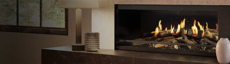 Stunning E-One Electric Fireplace by NetZero is shown in living room.
