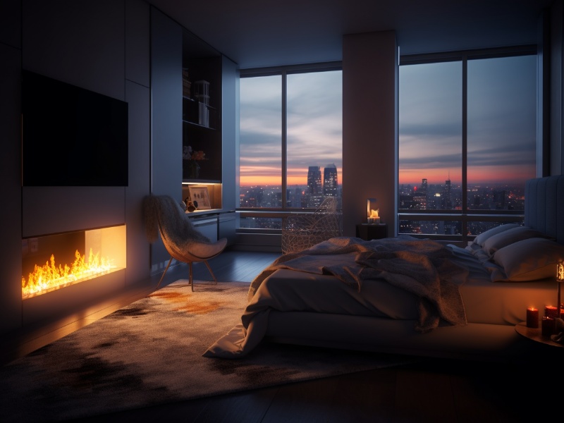 Electric Fireplace in bedroom