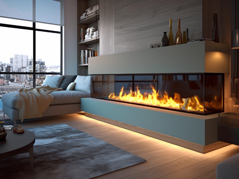 Electric Fireplace in large open room