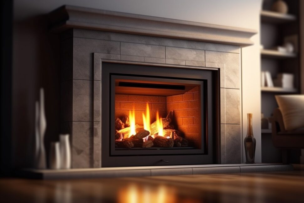 Image of a Wood Fireplace that has been converted to a Gas Insert