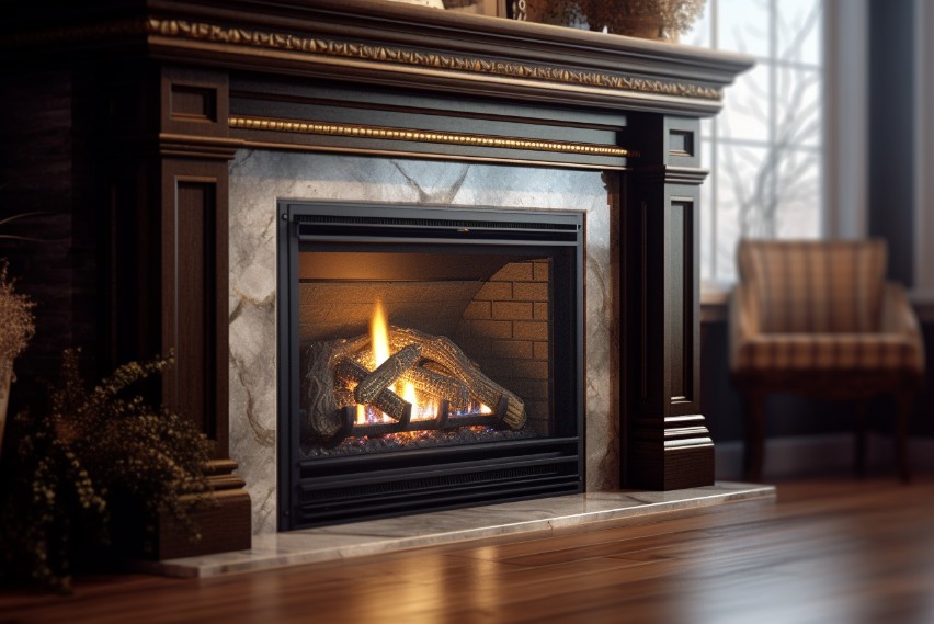 Wood Burning Fireplace w Mantel
