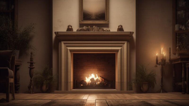 Traditional fireplace with calm colors and decorated mantel