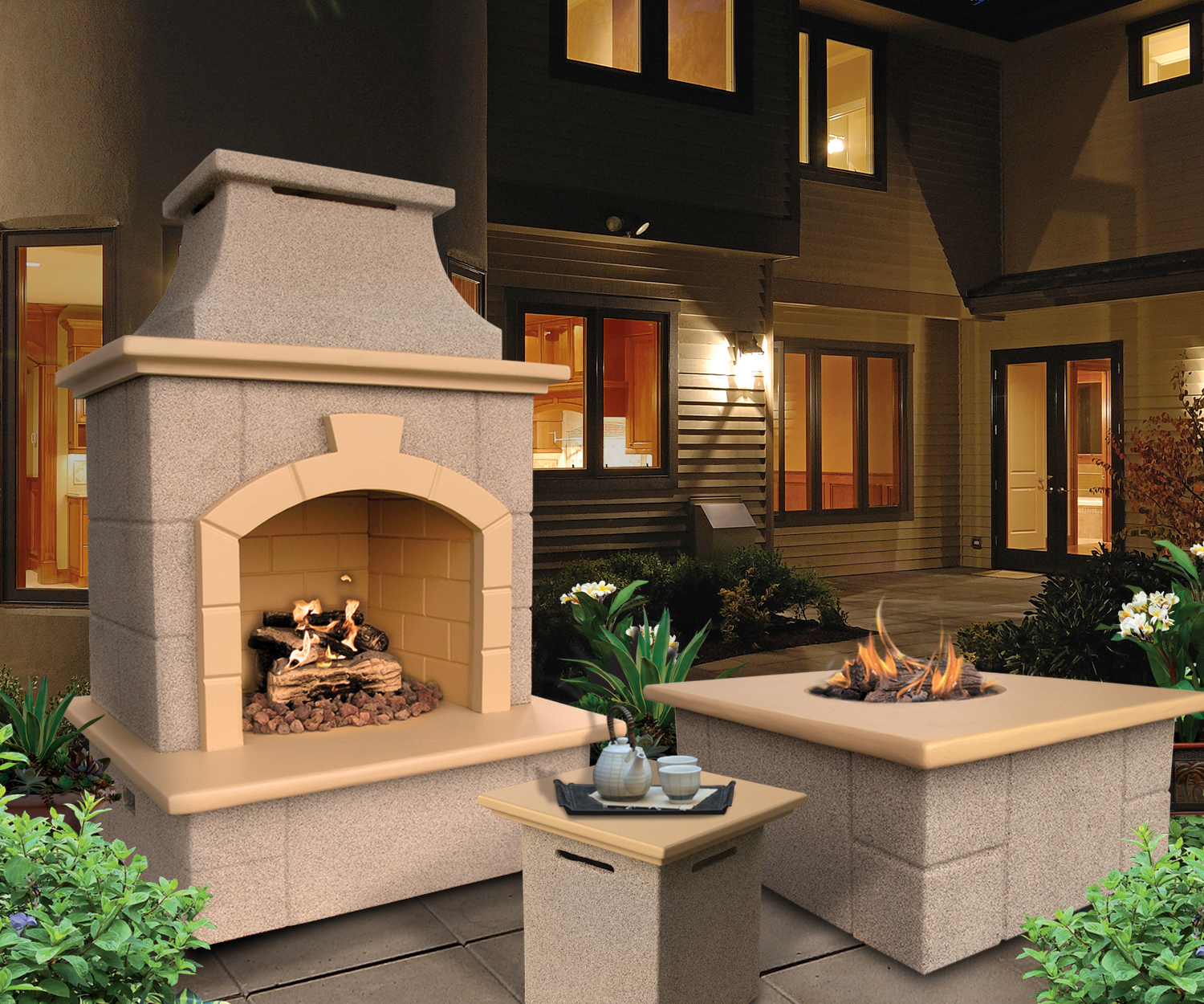 Grand Cordova Outdoor Fireplace.