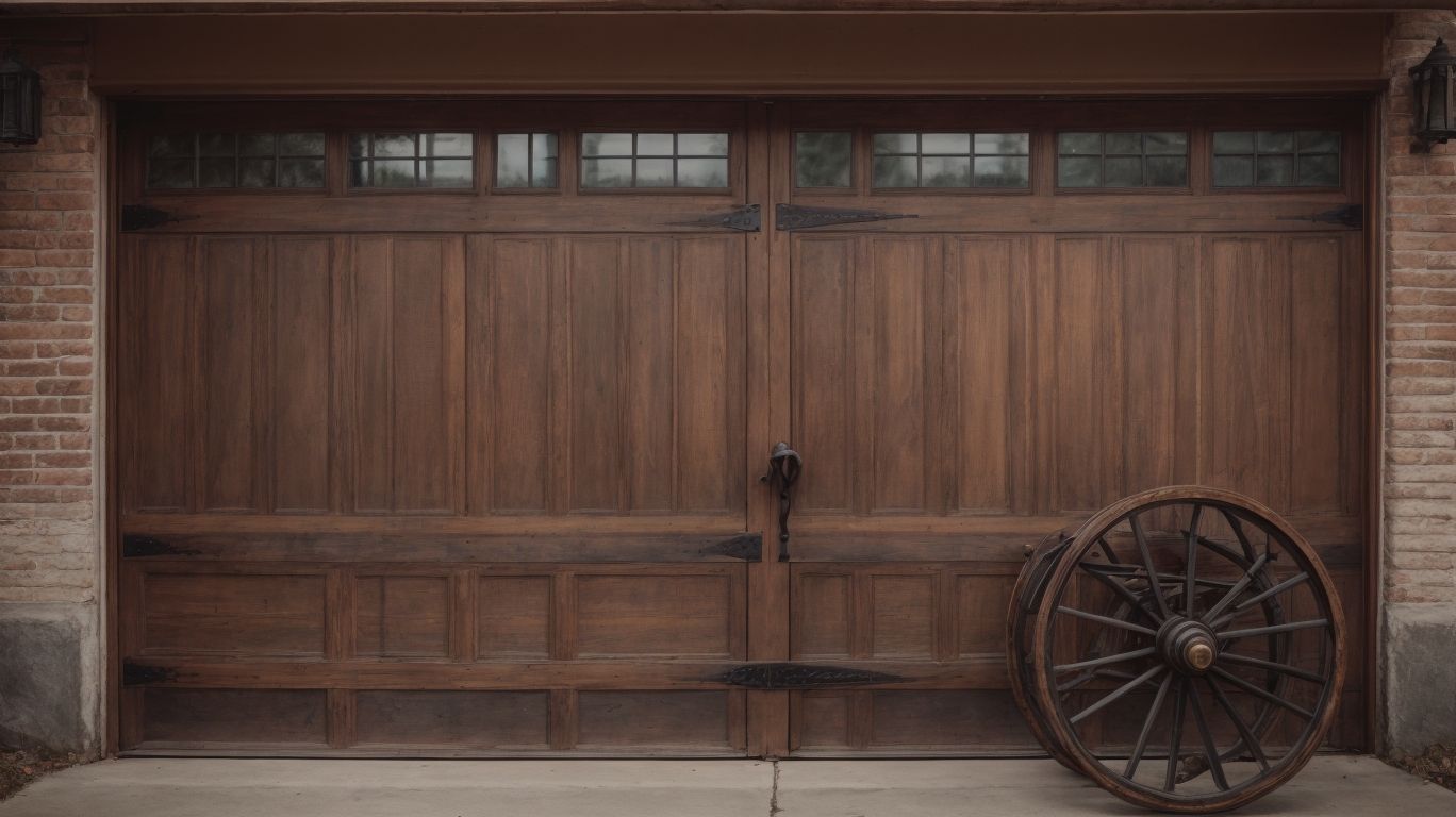 Barn style farmhouse garage door in rustic wood enhancing home exterior.