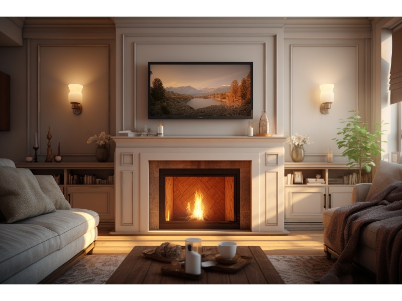 Gas fireplace with a clearly visible pilot light, demonstrating a successfully resolved troubleshooting process.