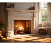 Elegant living room with a lit fireplace, addressing why another fireplace might smoke.