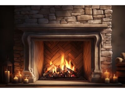 Home interior featuring a brick fireplace with reinforced structure to prevent future cracks.