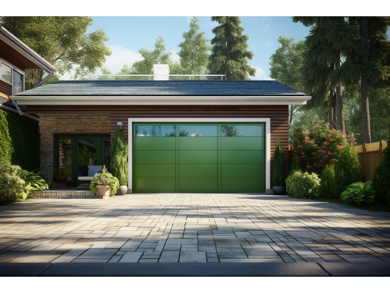 Custom-designed unique garage door enhancing home exterior