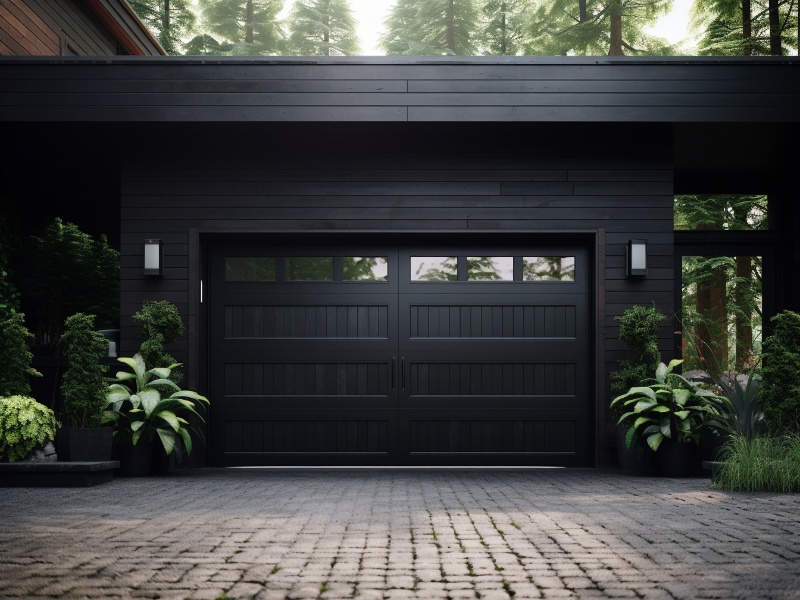 Black Garage Door With Windows: Bold And Beautiful