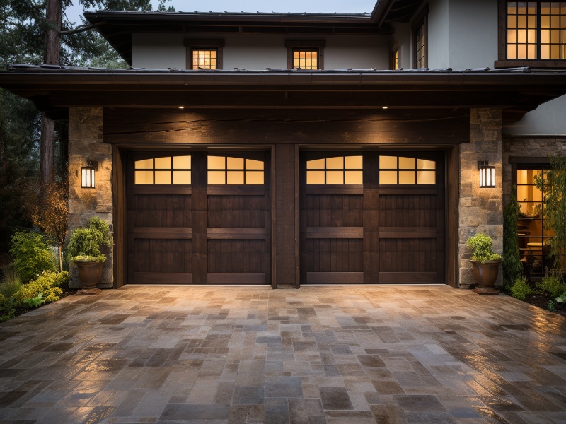 Maintenance-free garage door with a high-quality plastic window insert, ensuring long-lasting appeal