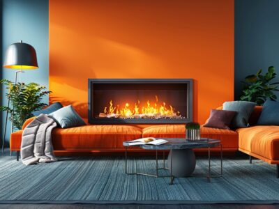 Fireplace equipped with modern safety features to regulate heat and prevent over-firing.