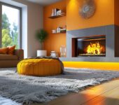Cozy and safe fireplace in a comfortable and stylish living room.