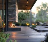 Sleek indoor-outdoor fireplace on a stylish back porch, helping you choose the perfect fit.