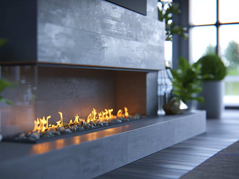 Sleek modern gas fireplace insert by Regency in a contemporary living space, showcasing its industry appeal.