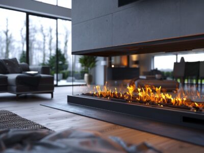 Stylish fireplace in a modern home, highlighting the ideal situations for adding a fireplace.