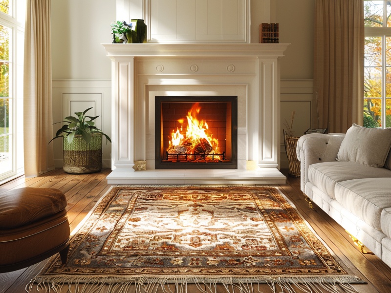 Comfortable living room with a cozy natural gas fireplace.