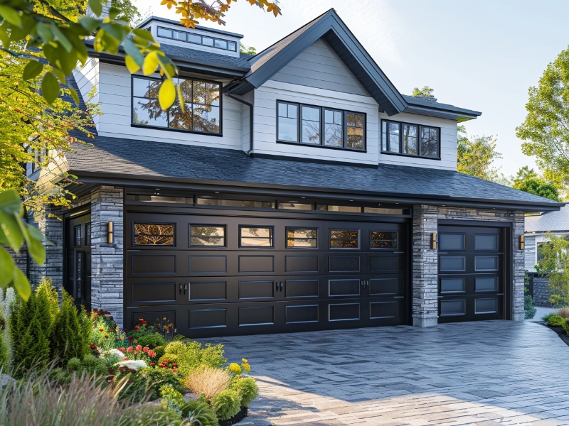Spacious double car garage door allowing two vehicles to park side by side.