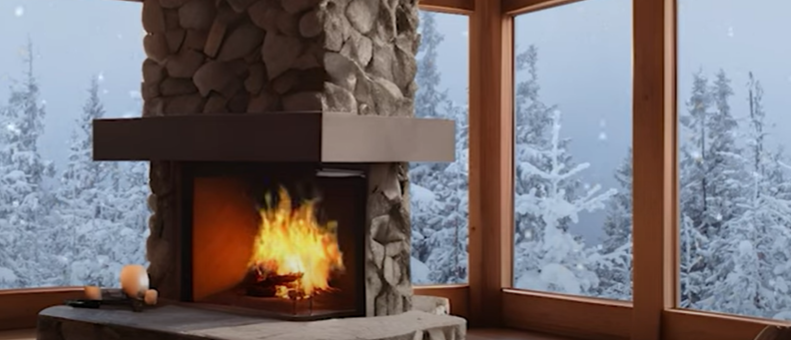 Cozy Winter Fireplace with Relaxing Crackling Sounds from Dreifuss Fireplaces