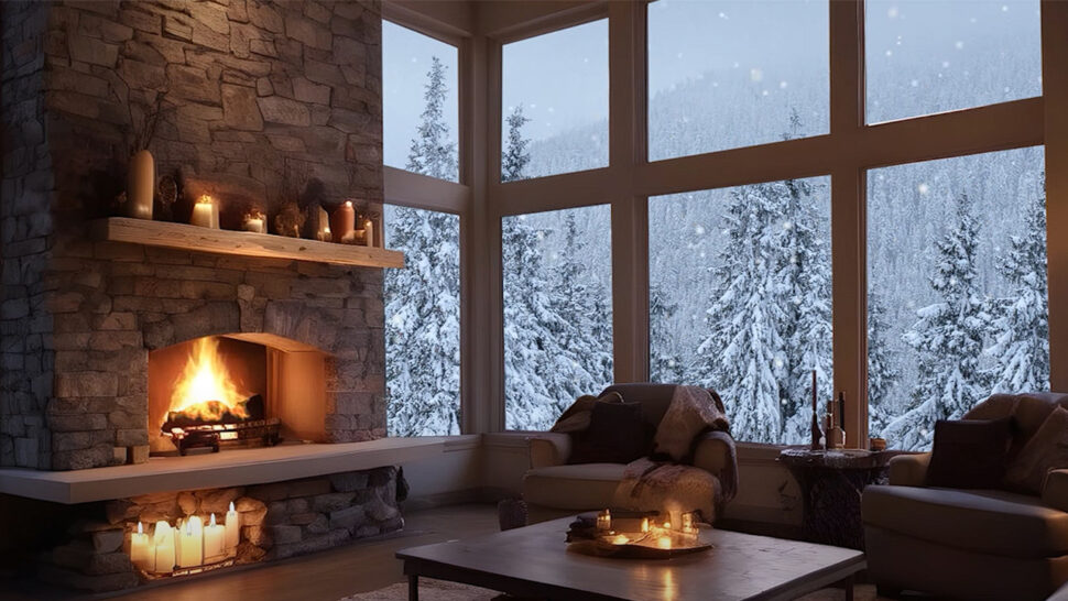 Winter Wonderland Cozy Fireplace Ambience for Relaxation