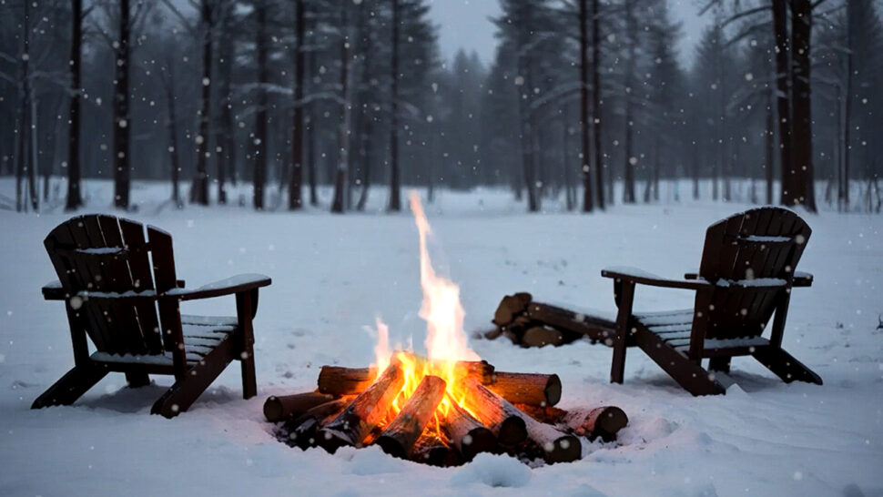Fireplace Camp with Relaxing Music with Crackling Fire Sounds