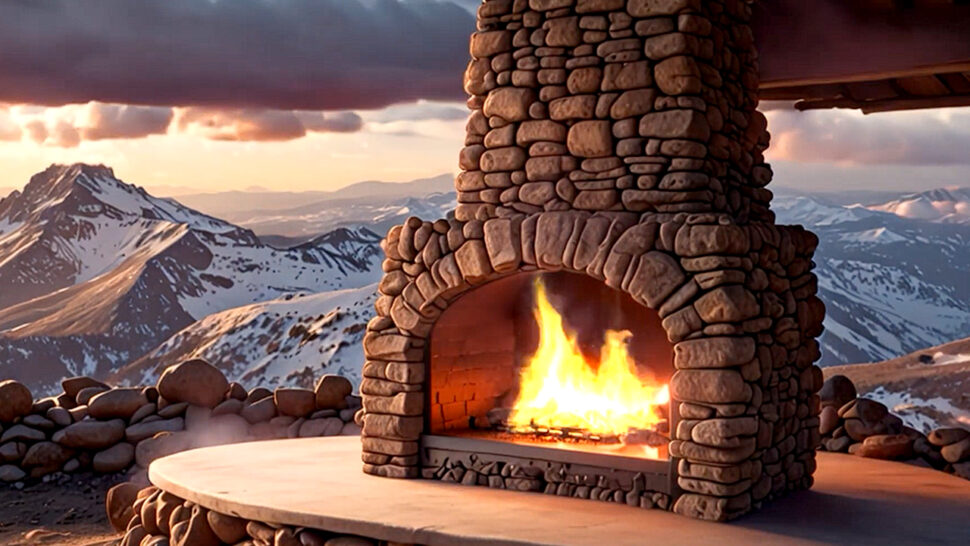 Brown Noise Mountain Nature and Crackling Sounds Good for Sleeping, Meditate, Relax with Fireplace