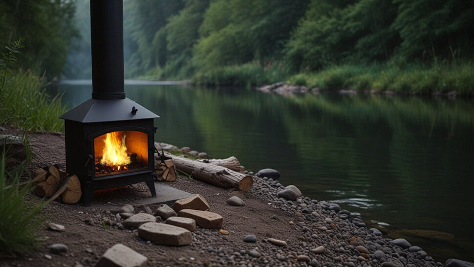 Cozy Fireplace with Crackling Sounds and Soothing River Ambiance for Relaxation and Meditation
