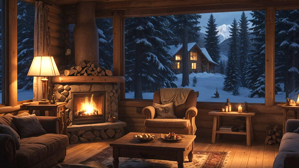Cozy Winter Cabin Blizzard and Fireplace Sounds to Relieve Stress ASMR