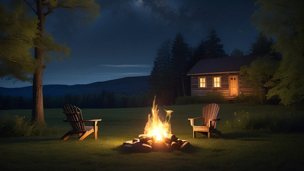 Forest Bonfire Relaxation with Crackling Sounds of an Outdoor Fire and nature