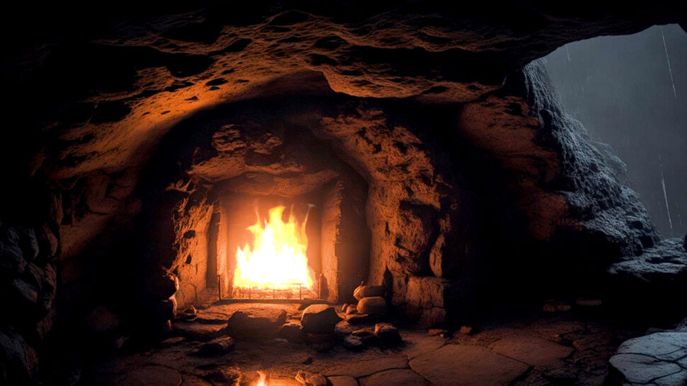 Heavy Soothing Rain Sounds with Crackling Fire inside the Cave good for Sleep Pink & Brown Noise