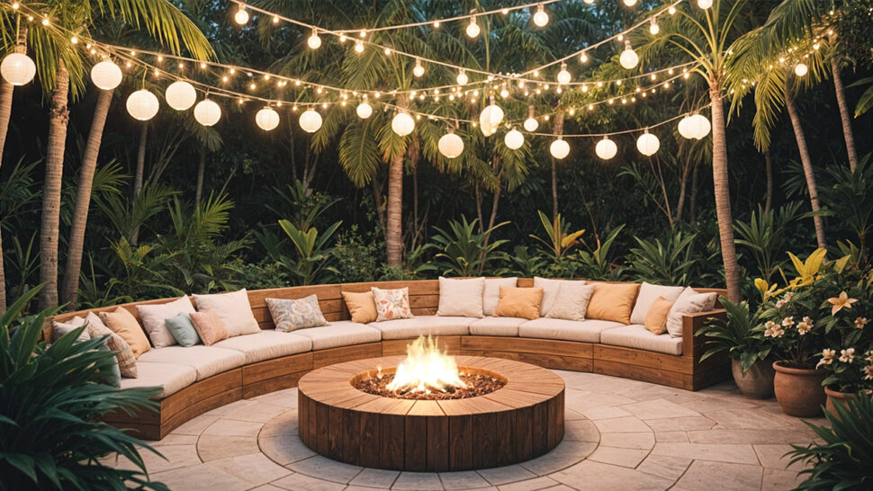 House Party Lights Jazz Tunes with Fire Crackling Sounds
