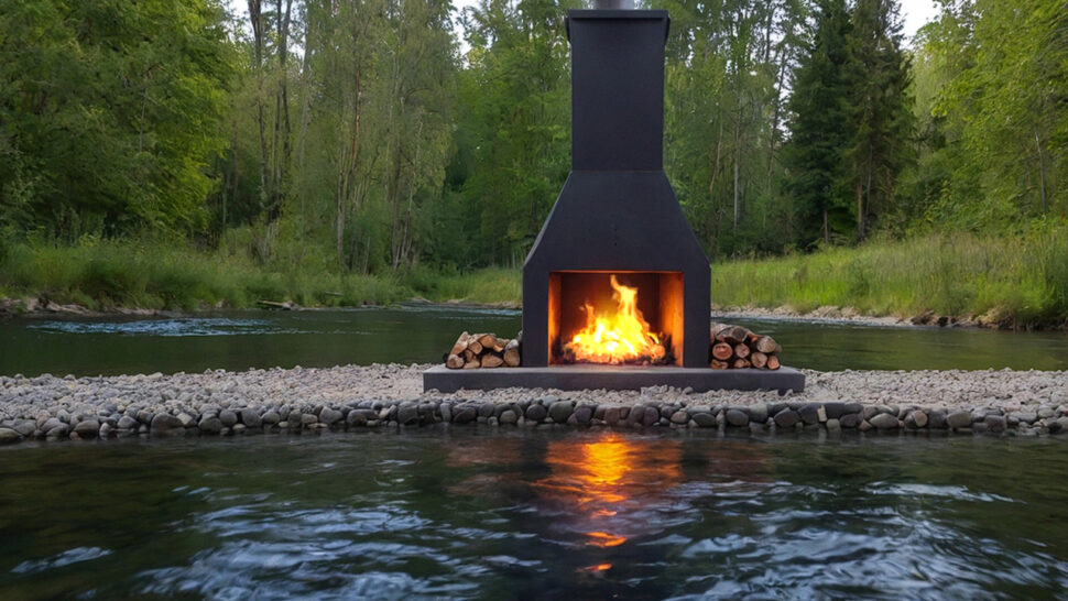 Lakeside Fireplace Crackling Sounds, River Stream, Relaxing Ambiance for Sleep & Meditation