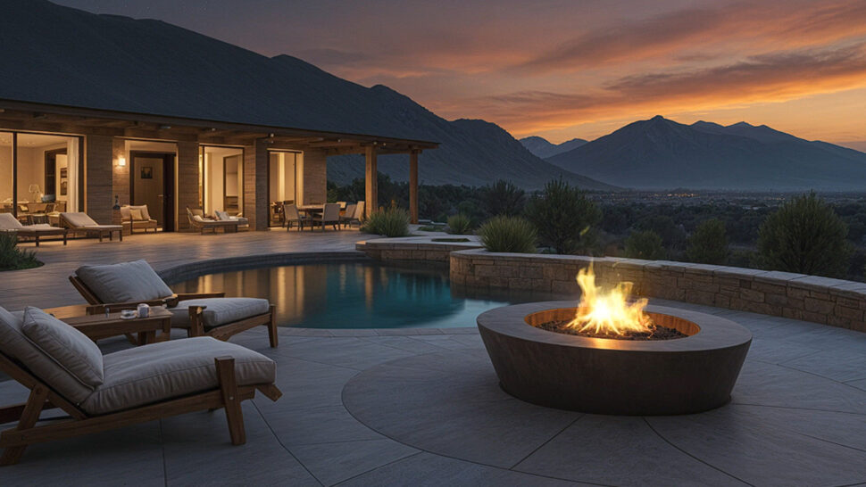 Mesmerizing Fire Pit & Pool Relaxation Crackling Sounds & Dance of Flames