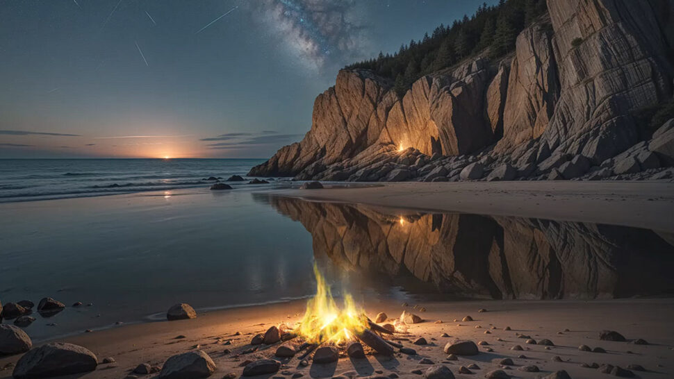 Moonlit Beach Serenity Soothing Bonfire Sound for Deep Sleep and Relaxation