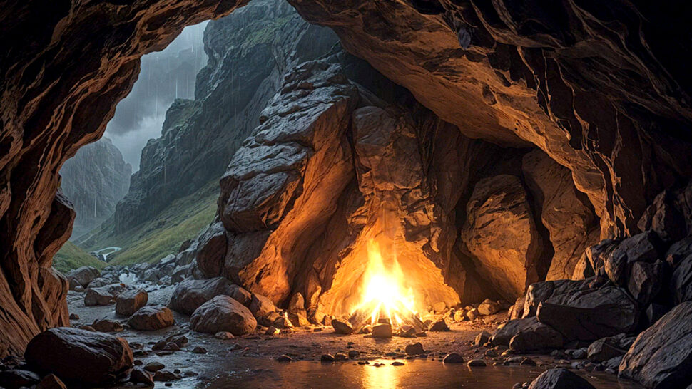 Peaceful Nature with Calming Music and Soft Fire crackling for Sleep and Meditation