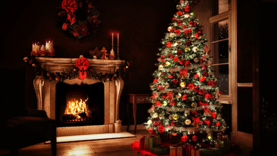 Relax In A Cozy Christmas Winter Ambience With A Crackling Fire