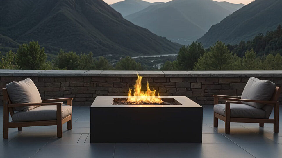 Relaxing Fireplace sound with River and mountain Ambiance for Meditation Sleep