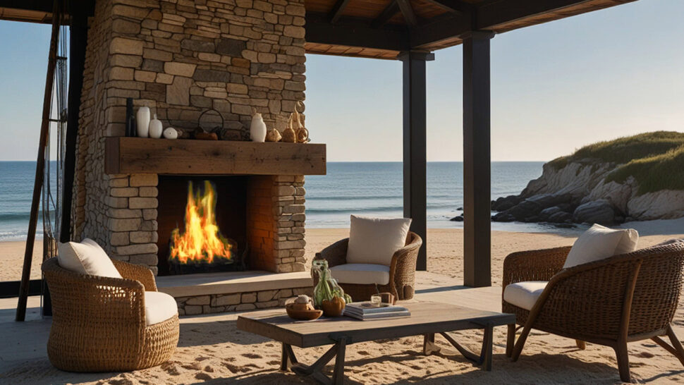 Seaside Fireside Relaxing Music and Crackling Sounds by the Beach
