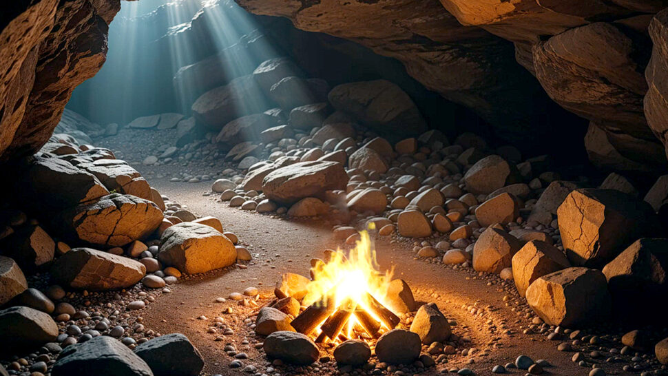 Sunlit Cave Scene and Fire Sounds Calming Birdsong for Deep Slee