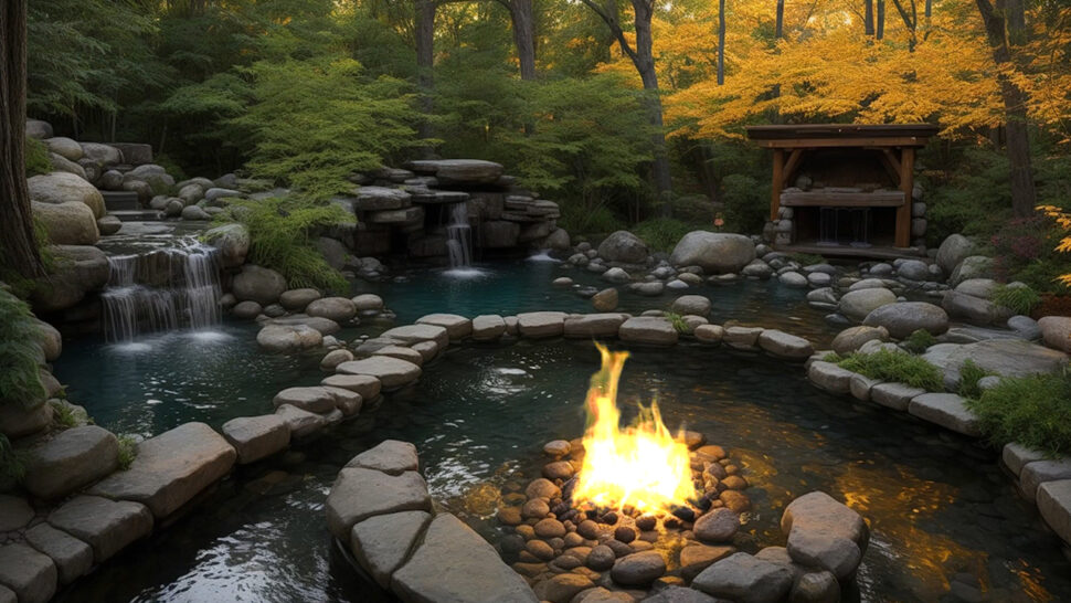Ultimate Relaxation Hot Spring & Cozy Fireplace with Nature Sounds for Stress Relief and Sleep