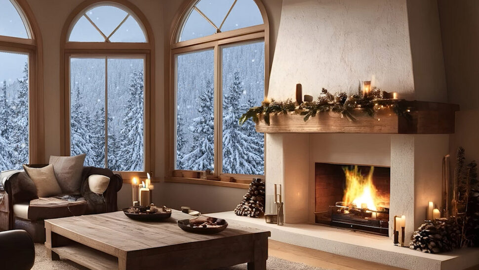 Warm Fireplace Sounds Relaxing Winter Music for a Cozy Night In