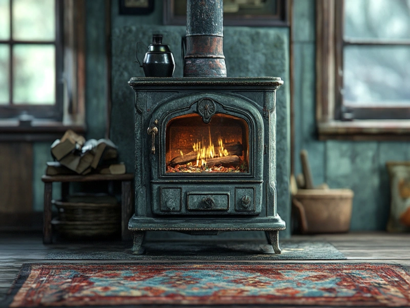 Wood stove used to burn different types of wood.