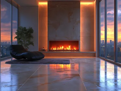 Modern living space with a sleek electric fireplace, exploring its functionality.