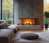 A modern fireplace with a chimney, allowing the homeowner to discover the essential secrets they should know.