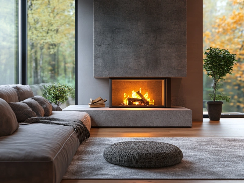 A modern fireplace with a chimney, allowing the homeowner to discover the essential secrets they should know.